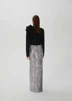 Sequined Strapless Two-Tone Gown H6442