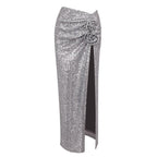 Sequined Strapless Two-Tone Gown H6442