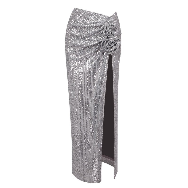 Sequined Strapless Two-Tone Gown H6442
