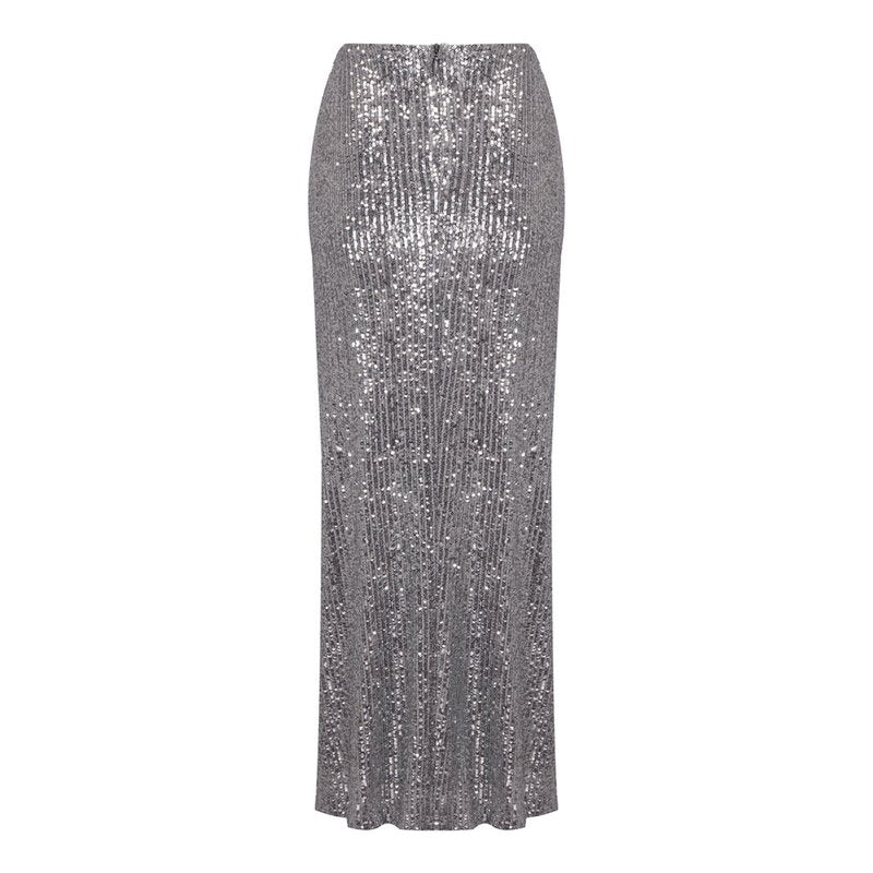 Sequined Strapless Two-Tone Gown H6442