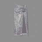 Sequined Strapless Two-Tone Gown H6442