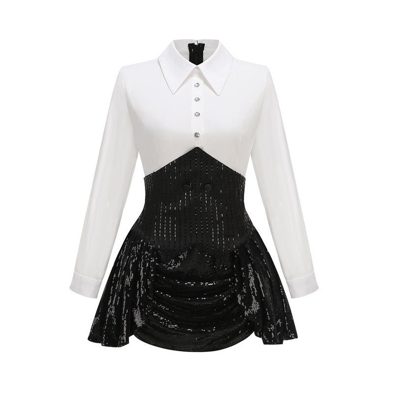 Sequined Tuxedo Blazer Mini Dress H6832