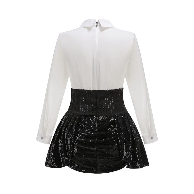 Sequined Tuxedo Blazer Mini Dress H6832
