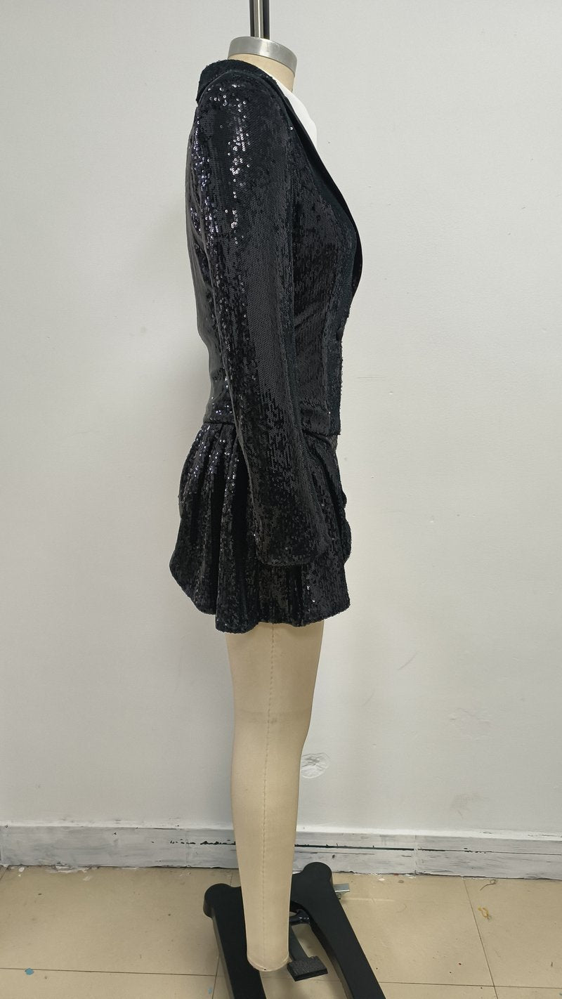 Sequined Tuxedo Blazer Mini Dress H6832