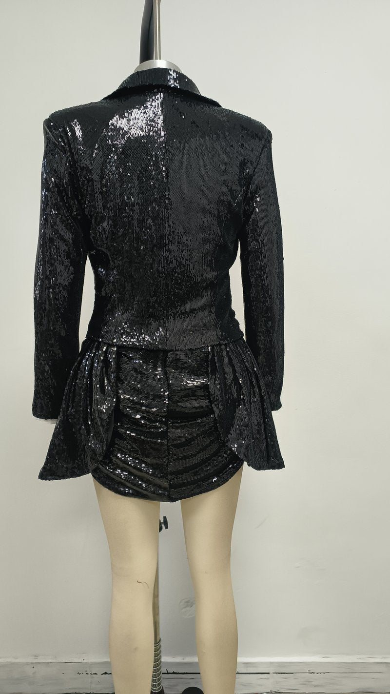 Sequined Tuxedo Blazer Mini Dress H6832