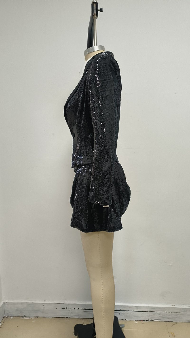 Sequined Tuxedo Blazer Mini Dress H6832