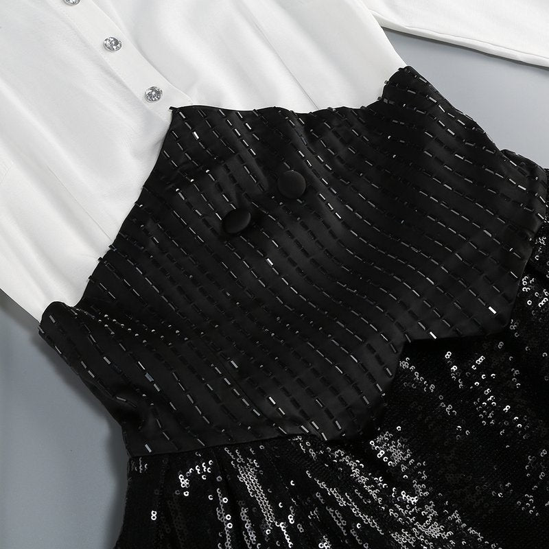 Sequined Tuxedo Blazer Mini Dress H6832