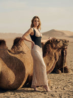 Sequined Two-Tone Bodycon Gown H7110
