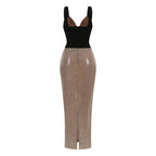 Sequined Two-Tone Bodycon Gown H7110