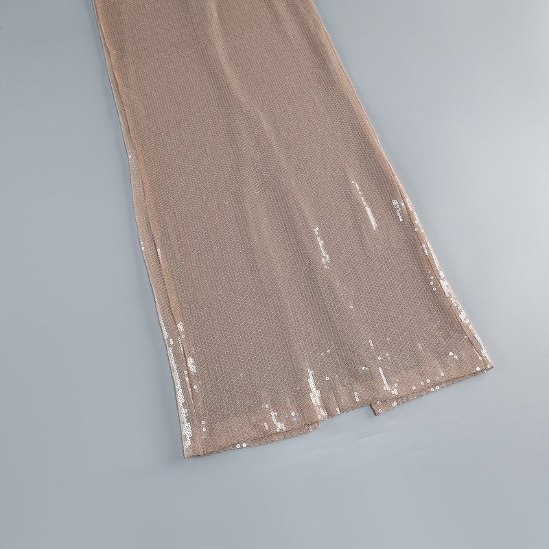 Sequined Two-Tone Bodycon Gown H7110