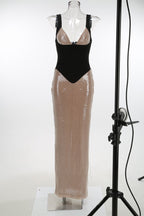 Sequined Two-Tone Bodycon Gown H7110