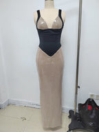 Sequined Two-Tone Bodycon Gown H7110