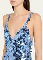 Sequined V-Neck Maxi Dress H7011