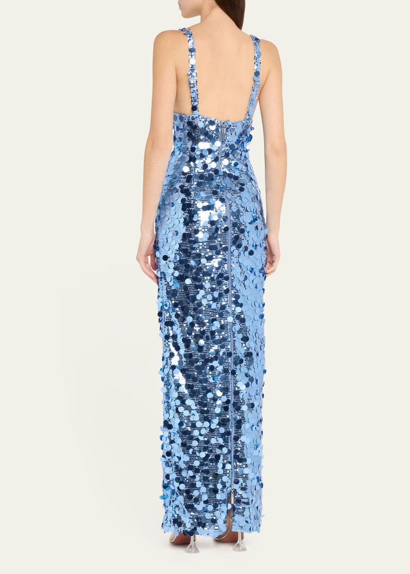 Sequined V-Neck Maxi Dress H7011