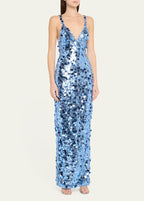Sequined V-Neck Maxi Dress H7011