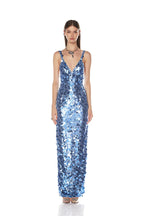 Sequined V-Neck Maxi Dress H7011