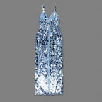 Sequined V-Neck Maxi Dress H7011