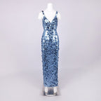 Sequined V-Neck Maxi Dress H7011