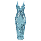 Sequined V-Neck Mermaid Gown H7078