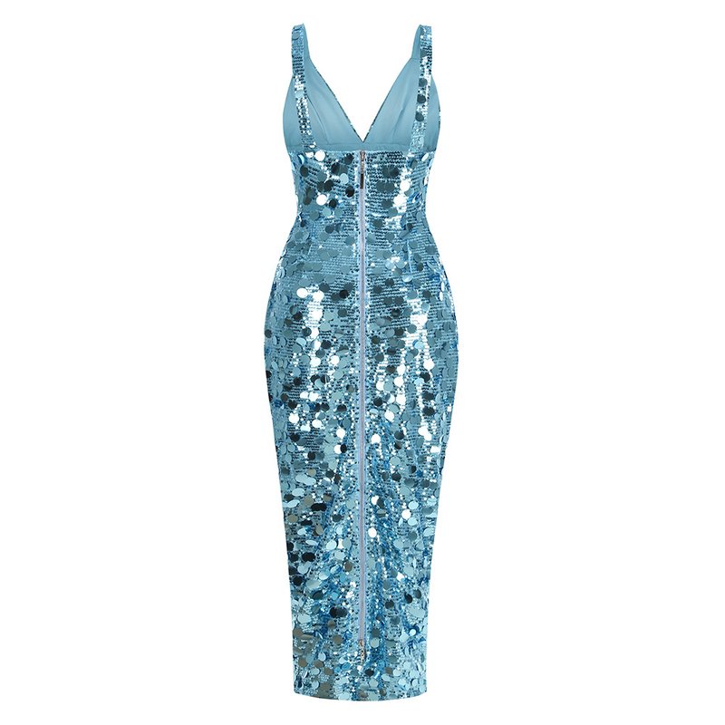 Sequined V-Neck Mermaid Gown H7078