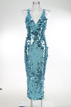 Sequined V-Neck Mermaid Gown H7078