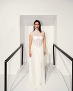 Sheer Bodice Pleated Maxi Dress H6866