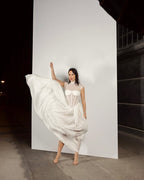 Sheer Bodice Pleated Maxi Dress H6866