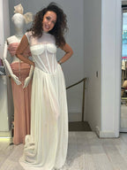 Sheer Bodice Pleated Maxi Dress H6866
