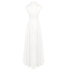 Sheer Bodice Pleated Maxi Dress H6866