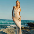 Sheer Knit Sleeveless Maxi Dress H6613