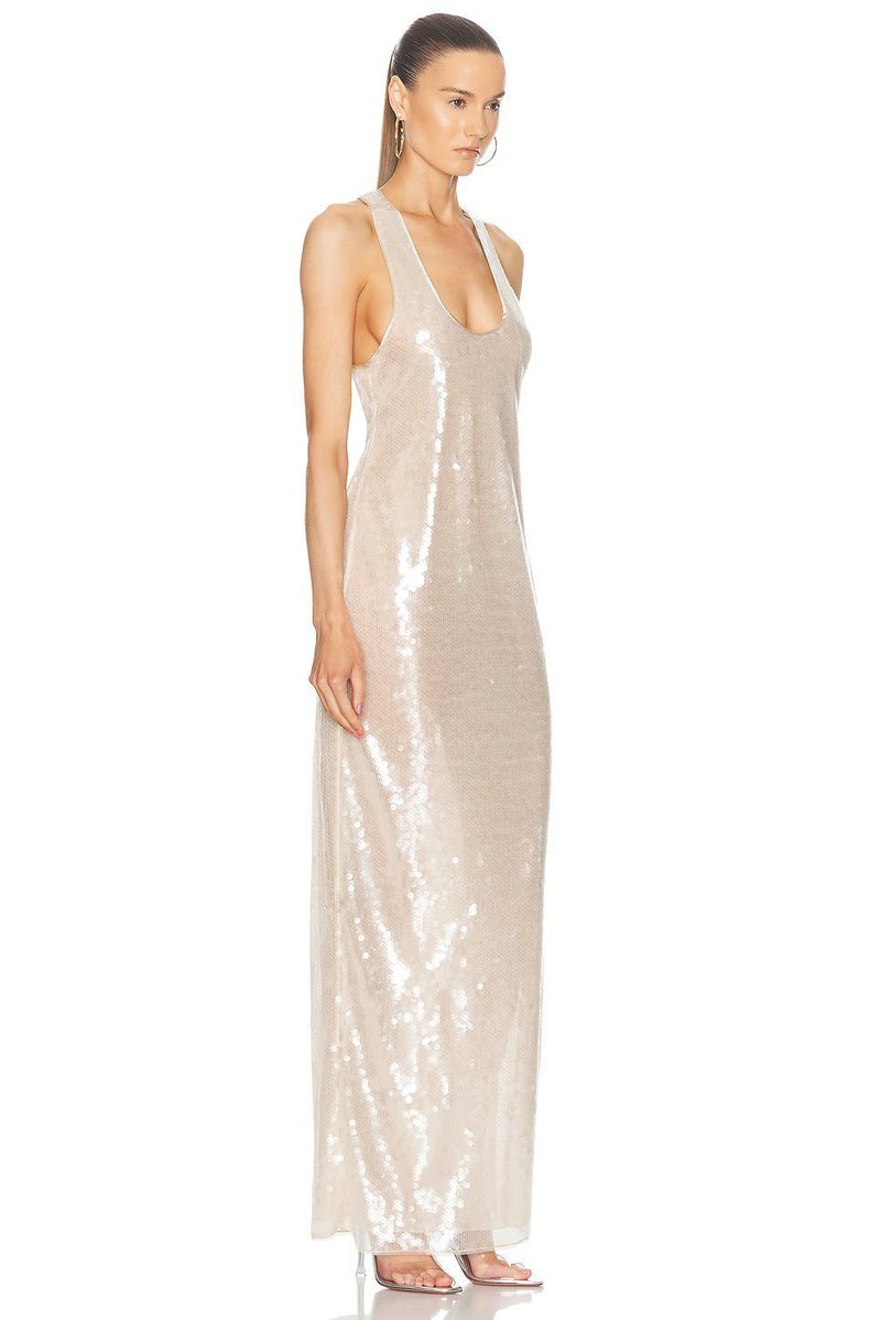Sheer Knit Sleeveless Maxi Dress H6613
