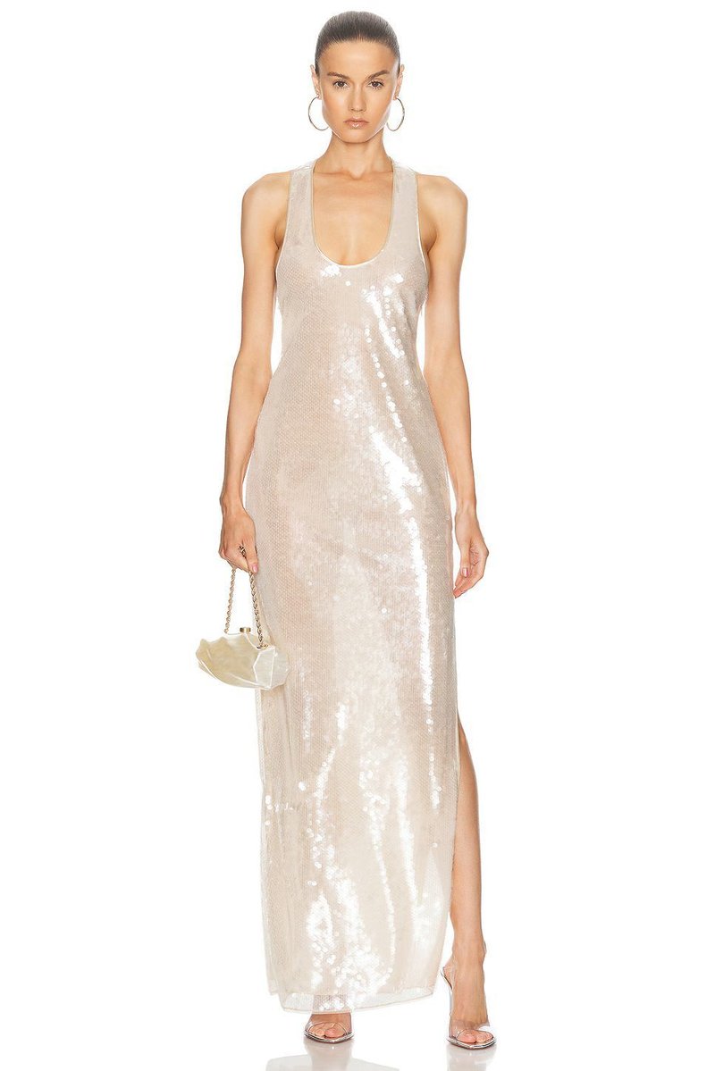 Sheer Knit Sleeveless Maxi Dress H6613