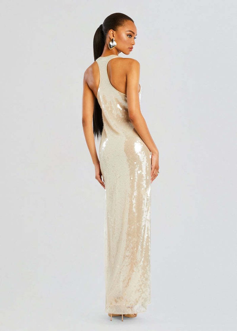 Sheer Knit Sleeveless Maxi Dress H6613