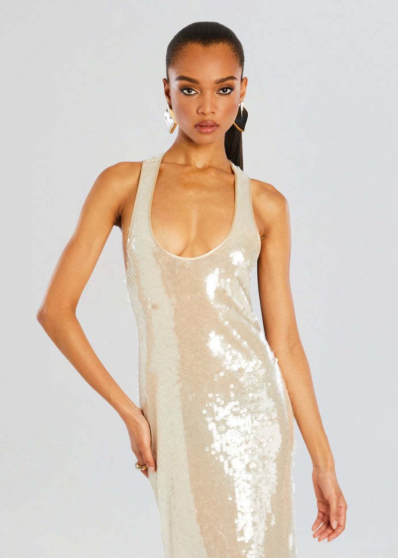 Sheer Knit Sleeveless Maxi Dress H6613