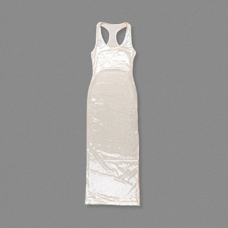 Sheer Knit Sleeveless Maxi Dress H6613