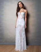 Sheer Lace Mermaid Wedding Gown H6785
