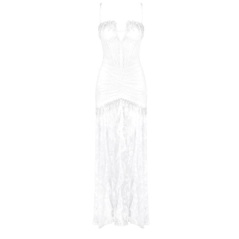 Sheer Lace Mermaid Wedding Gown H6785