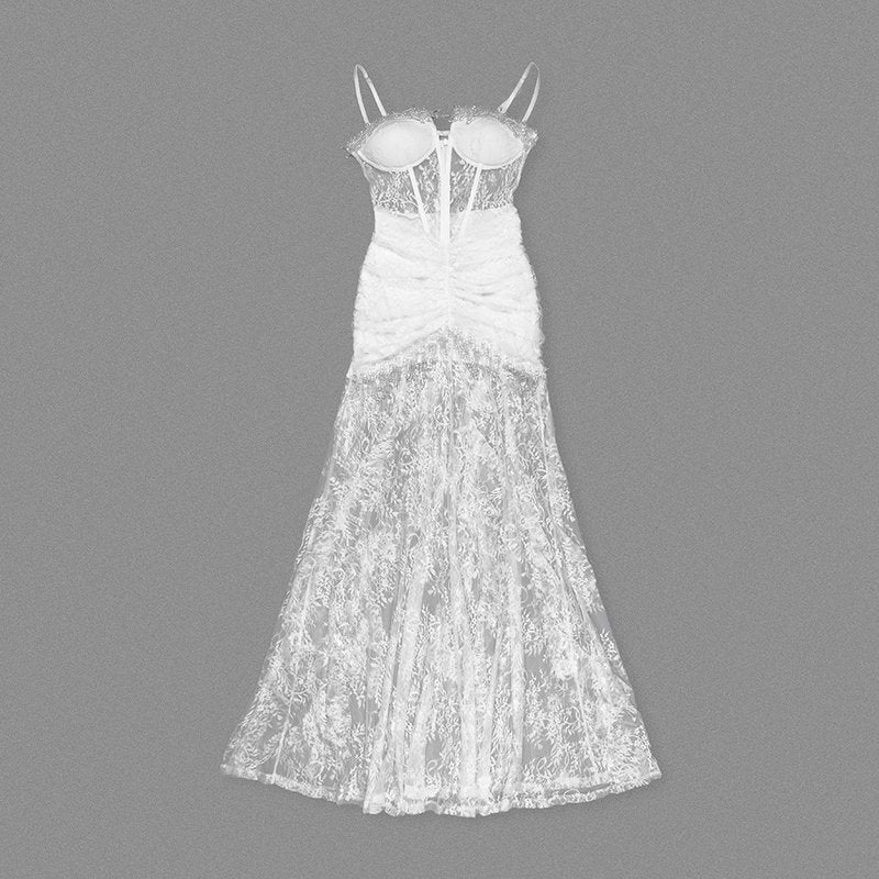 Sheer Lace Mermaid Wedding Gown H6785