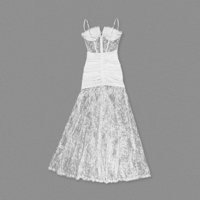 Sheer Lace Mermaid Wedding Gown H6785