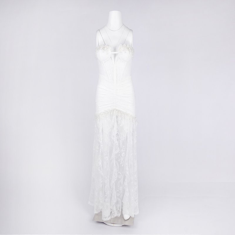 Sheer Lace Mermaid Wedding Gown H6785