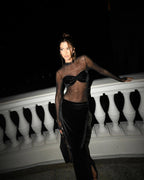 Sheer Long Sleeve Velvet Maxi Dress H6425