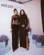 Sheer Long Sleeve Velvet Maxi Dress H6425