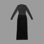 Sheer Long Sleeve Velvet Maxi Dress H6425