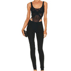 Sheer Mesh Cutout Bodysuit Set H6268