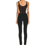 Sheer Mesh Cutout Bodysuit Set H6268
