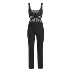 Sheer Mesh Cutout Bodysuit Set H6268