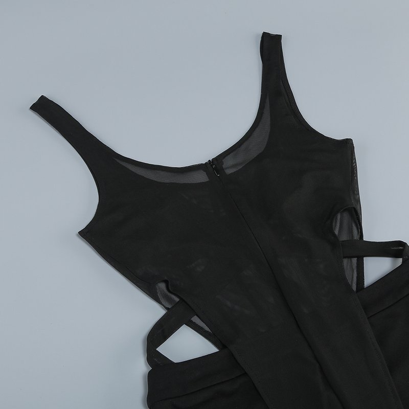 Sheer Mesh Cutout Bodysuit Set H6268