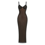 Sheer Mesh Sparkle Maxi Dress H7117