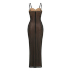 Sheer Mesh Sparkle Maxi Dress H7117