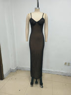 Sheer Mesh Sparkle Maxi Dress H7117